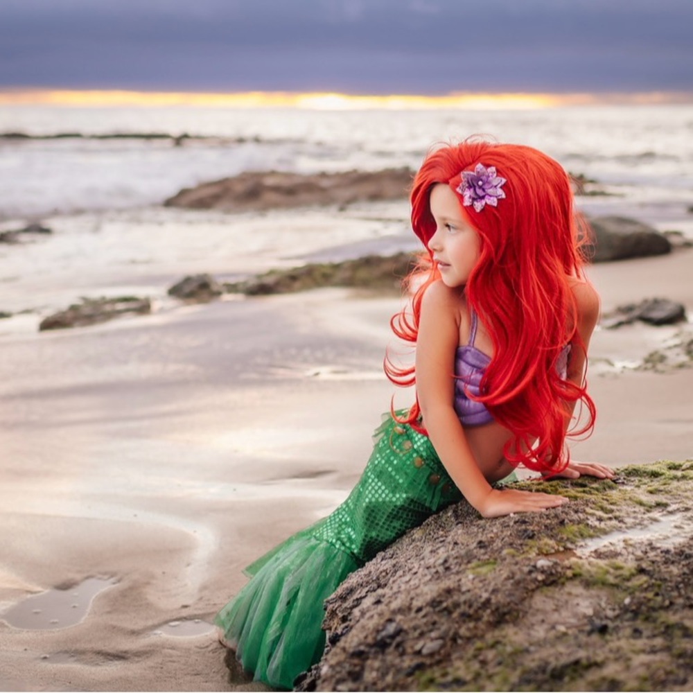 Mermaid Costume with Red Wig